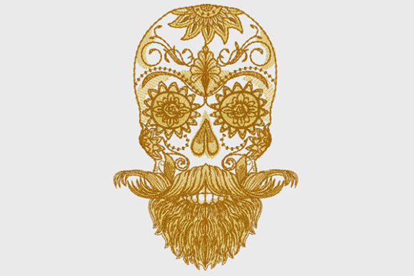 Bearded Sugar Skull Embroidery