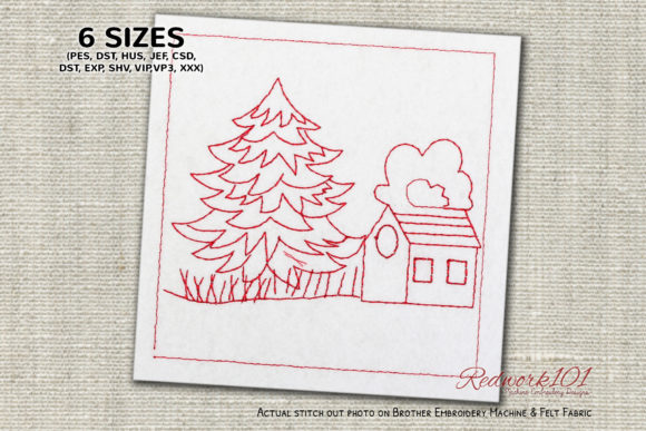Christmas Tree with House Redwork Design: A Designer's Review