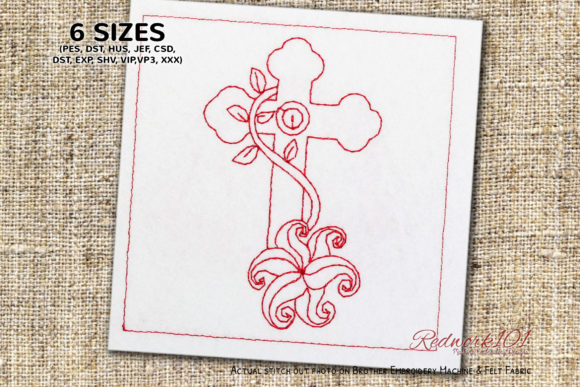 Cross with Floral Pattern Redwork: A Seasonal Review