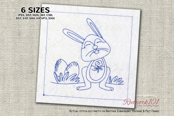 Easter Bunny with Flower Redwork: A Designer's Review