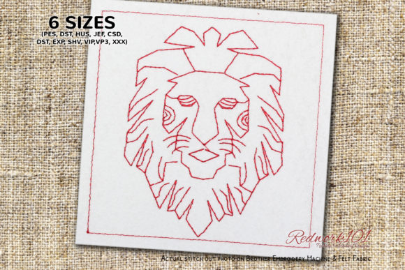 Leo Lion Horoscope Zodic Sign Redwork